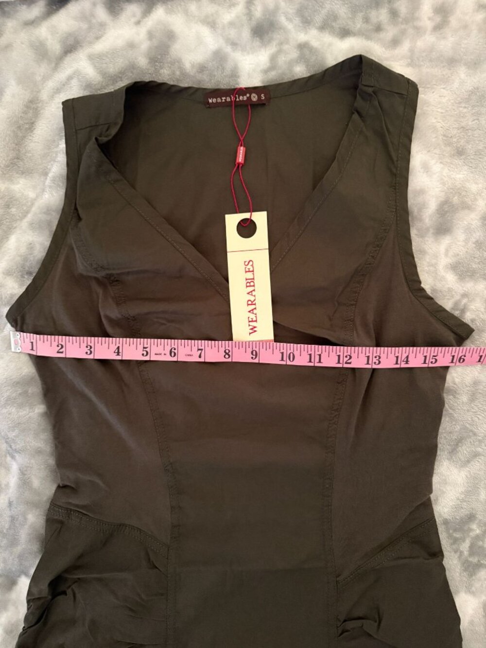 NWT XCVI Wearables Raymond Sleeveless Ruched Dress Olive Green Size Small - Picture 8 of 10